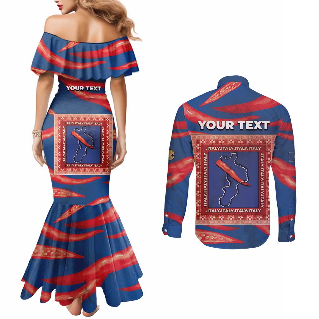 Personalized Italy Calabria Couples Matching Mermaid Dress and Long Sleeve Button Shirt Piccantino Vintage Style