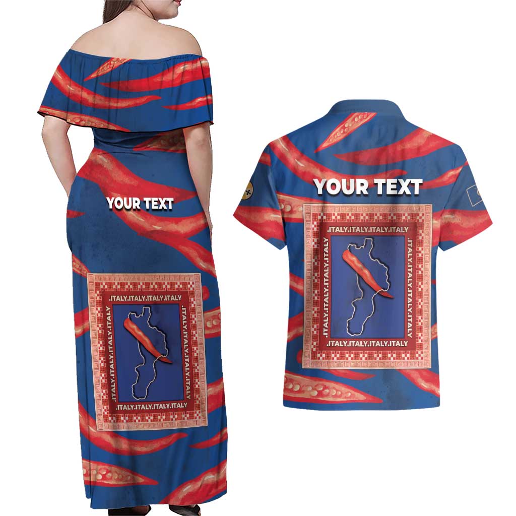 Personalized Italy Calabria Couples Matching Off Shoulder Maxi Dress and Hawaiian Shirt Piccantino Vintage Style