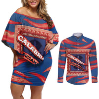 Personalized Italy Calabria Couples Matching Off Shoulder Short Dress and Long Sleeve Button Shirt Piccantino Vintage Style