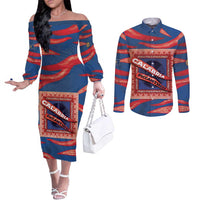 Personalized Italy Calabria Couples Matching Off The Shoulder Long Sleeve Dress and Long Sleeve Button Shirt Piccantino Vintage Style