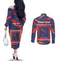 Personalized Italy Calabria Couples Matching Off The Shoulder Long Sleeve Dress and Long Sleeve Button Shirt Piccantino Vintage Style