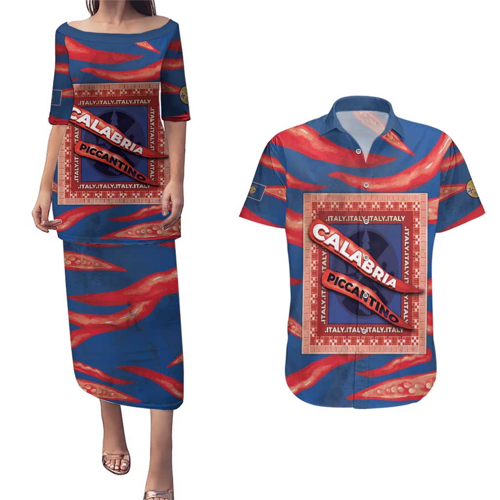 Personalized Italy Calabria Couples Matching Puletasi and Hawaiian Shirt Piccantino Vintage Style