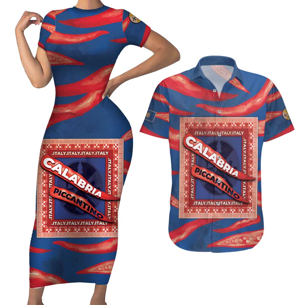 Personalized Italy Calabria Couples Matching Short Sleeve Bodycon Dress and Hawaiian Shirt Piccantino Vintage Style