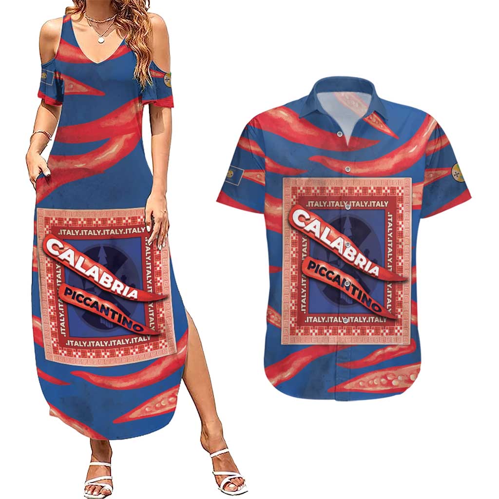 Personalized Italy Calabria Couples Matching Summer Maxi Dress and Hawaiian Shirt Piccantino Vintage Style
