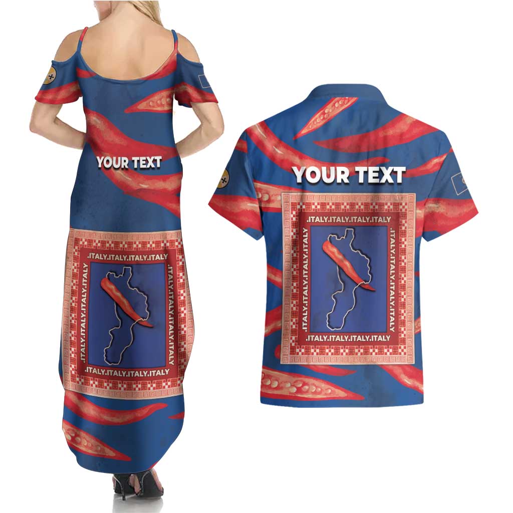 Personalized Italy Calabria Couples Matching Summer Maxi Dress and Hawaiian Shirt Piccantino Vintage Style