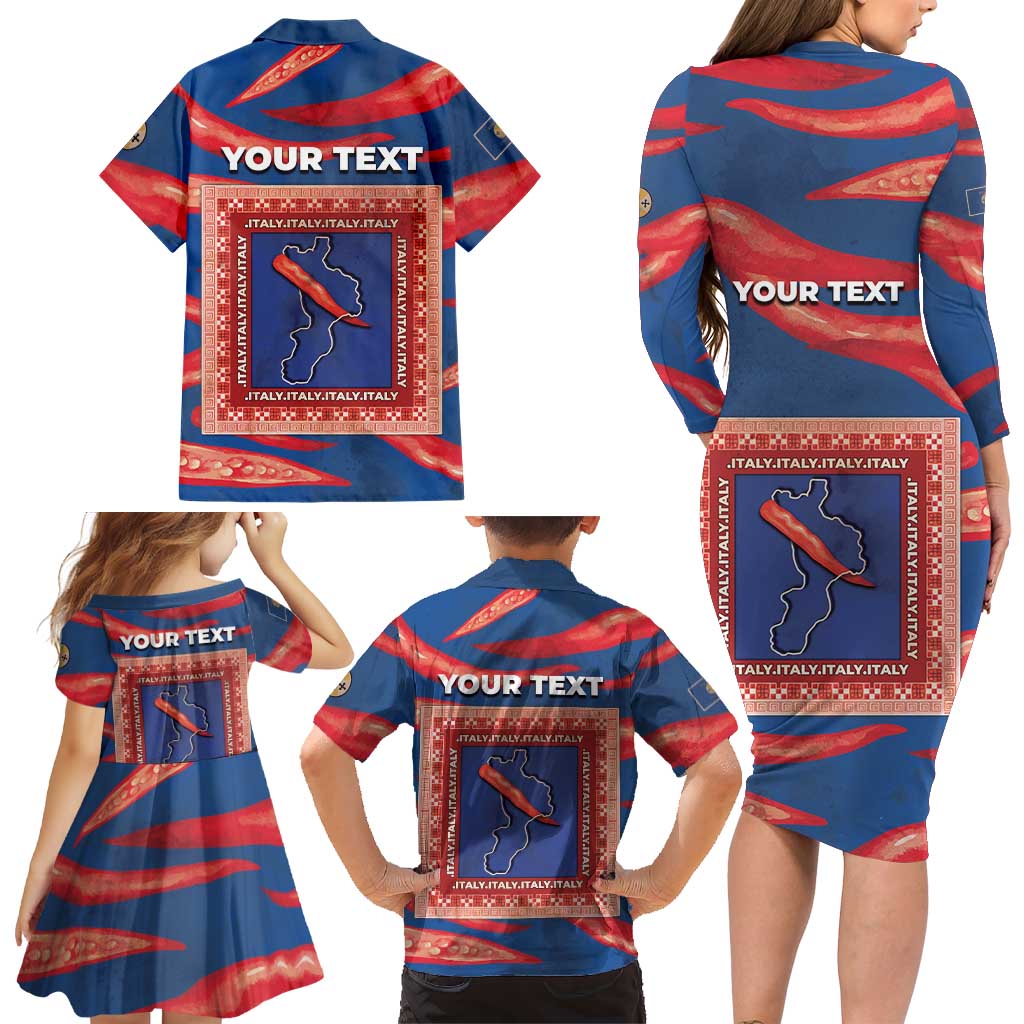 Personalized Italy Calabria Family Matching Long Sleeve Bodycon Dress and Hawaiian Shirt Piccantino Vintage Style