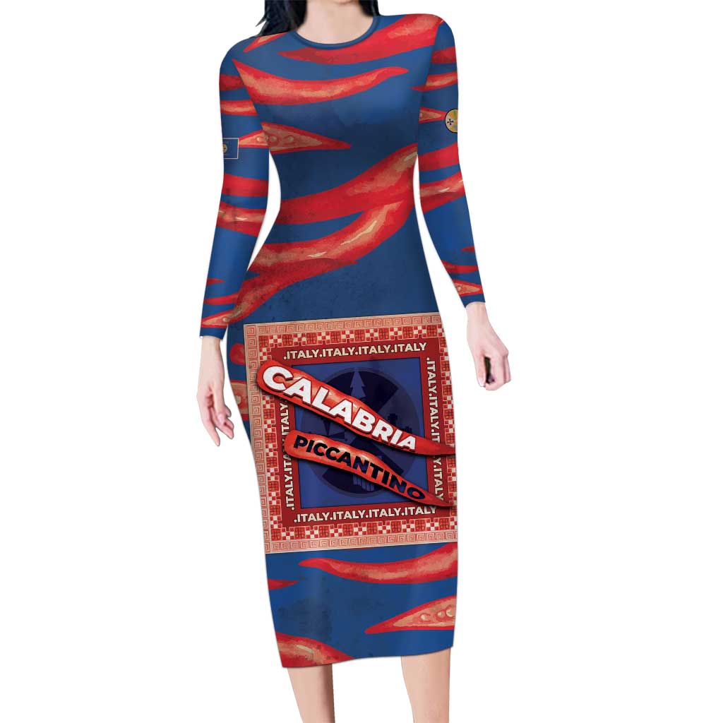 Personalized Italy Calabria Family Matching Long Sleeve Bodycon Dress and Hawaiian Shirt Piccantino Vintage Style