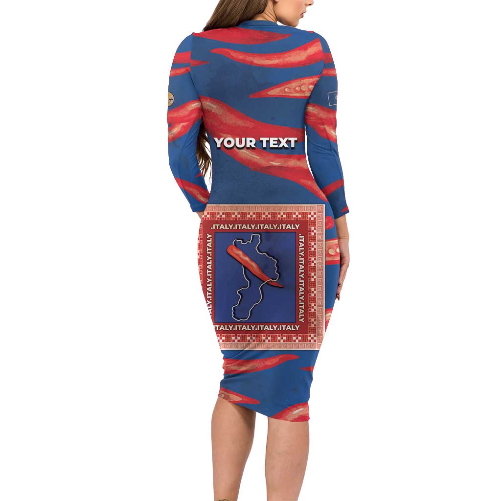 Personalized Italy Calabria Family Matching Long Sleeve Bodycon Dress and Hawaiian Shirt Piccantino Vintage Style