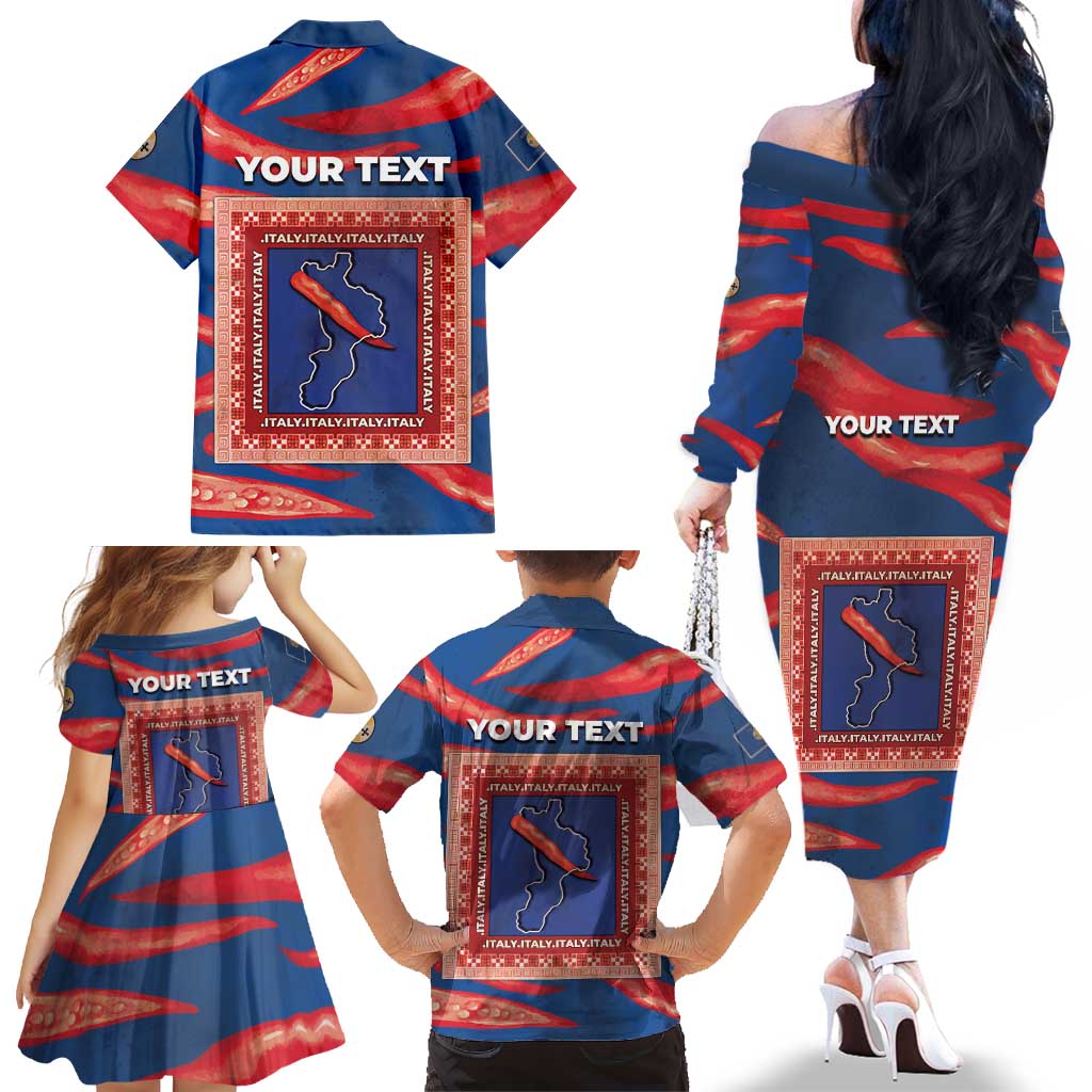 Personalized Italy Calabria Family Matching Off The Shoulder Long Sleeve Dress and Hawaiian Shirt Piccantino Vintage Style