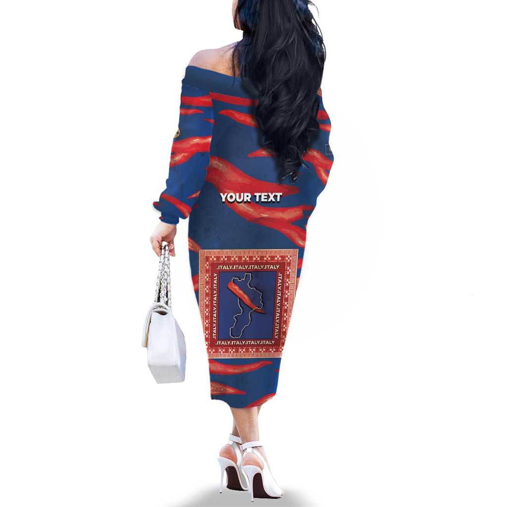 Personalized Italy Calabria Family Matching Off The Shoulder Long Sleeve Dress and Hawaiian Shirt Piccantino Vintage Style