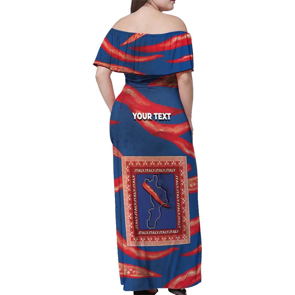 Personalized Italy Calabria Family Matching Off Shoulder Maxi Dress and Hawaiian Shirt Piccantino Vintage Style
