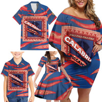 Personalized Italy Calabria Family Matching Off Shoulder Short Dress and Hawaiian Shirt Piccantino Vintage Style