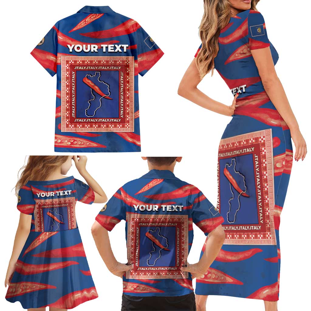 Personalized Italy Calabria Family Matching Short Sleeve Bodycon Dress and Hawaiian Shirt Piccantino Vintage Style