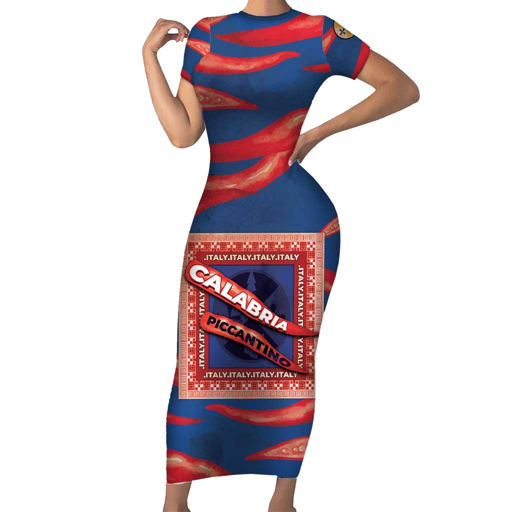 Personalized Italy Calabria Family Matching Short Sleeve Bodycon Dress and Hawaiian Shirt Piccantino Vintage Style