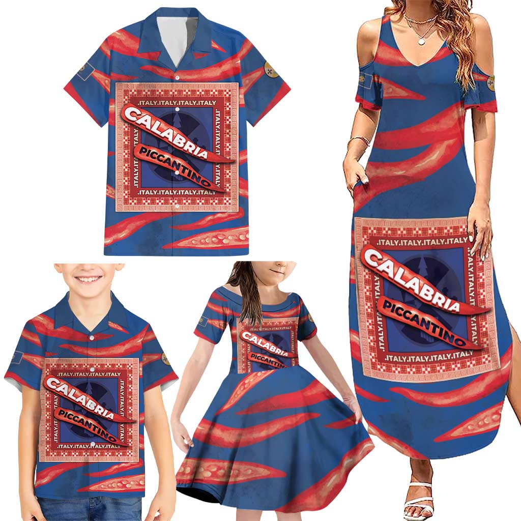 Personalized Italy Calabria Family Matching Summer Maxi Dress and Hawaiian Shirt Piccantino Vintage Style