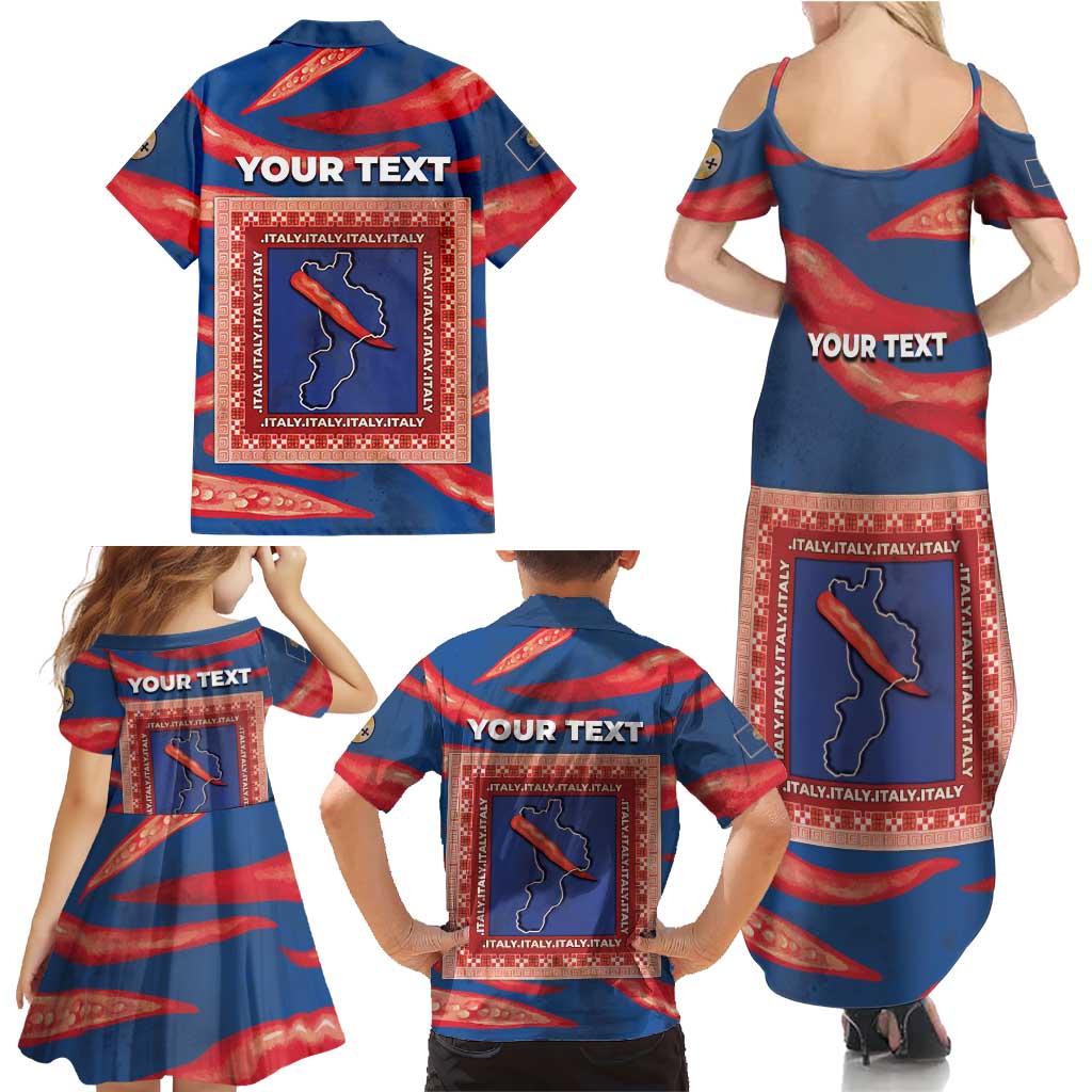 Personalized Italy Calabria Family Matching Summer Maxi Dress and Hawaiian Shirt Piccantino Vintage Style