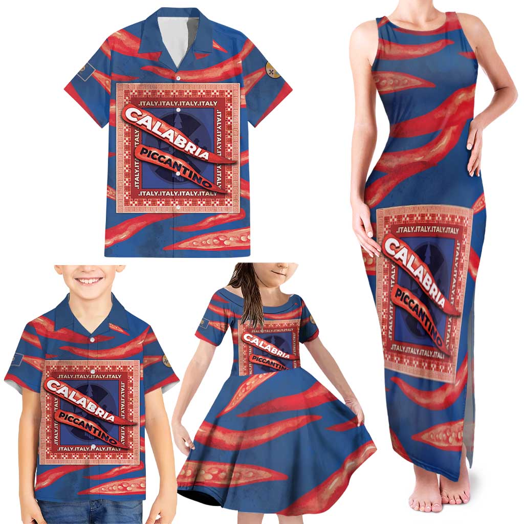 Personalized Italy Calabria Family Matching Tank Maxi Dress and Hawaiian Shirt Piccantino Vintage Style