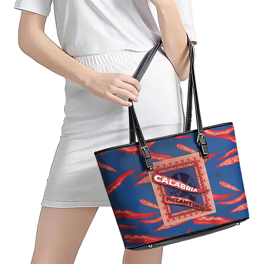 Italy Calabria Leather Tote Bag Piccantino Vintage Style