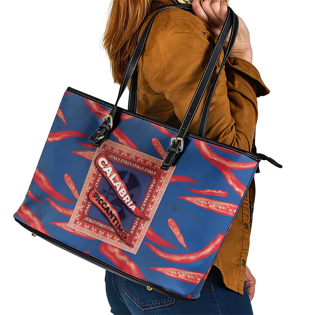 Italy Calabria Leather Tote Bag Piccantino Vintage Style