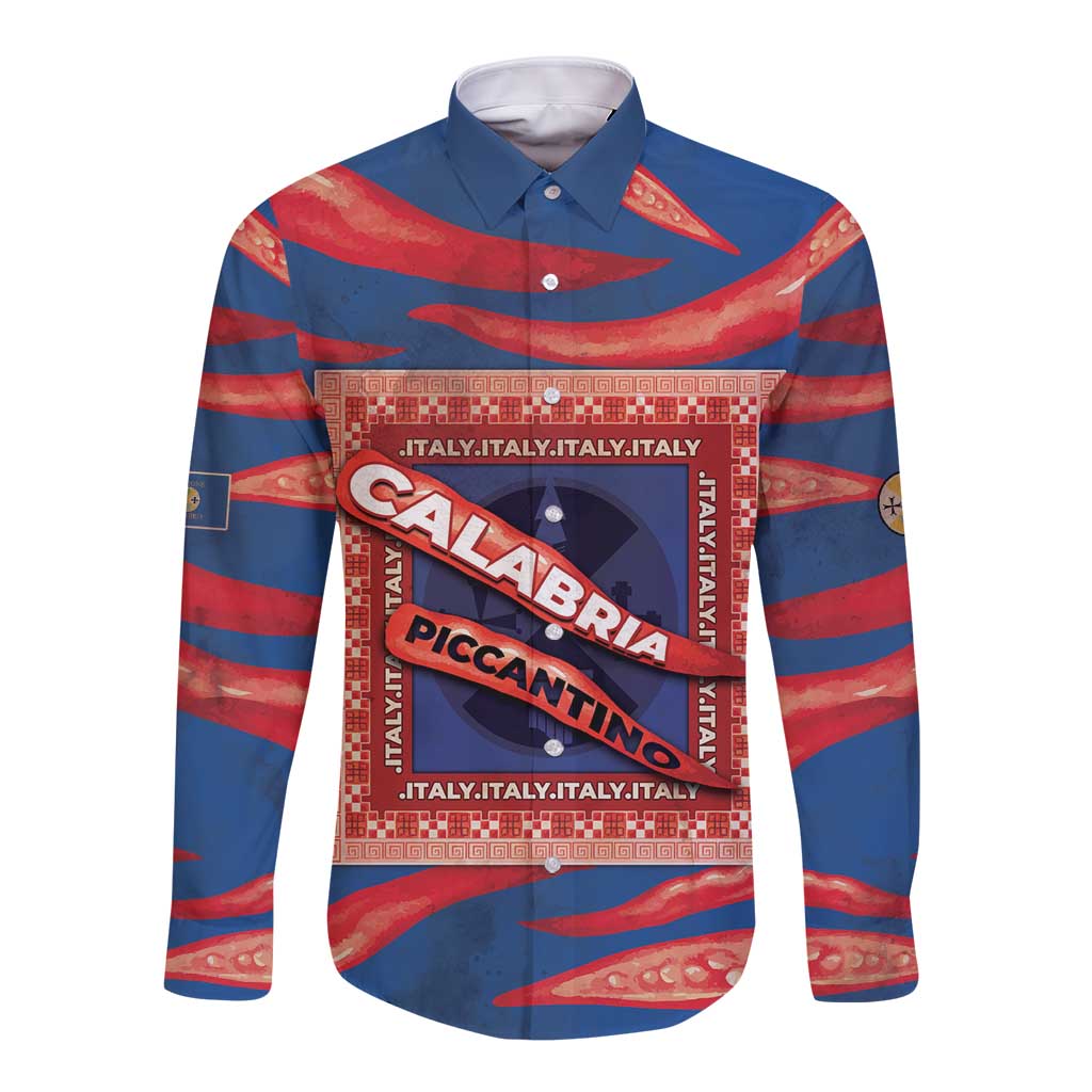 Personalized Italy Calabria Long Sleeve Button Shirt Piccantino Vintage Style