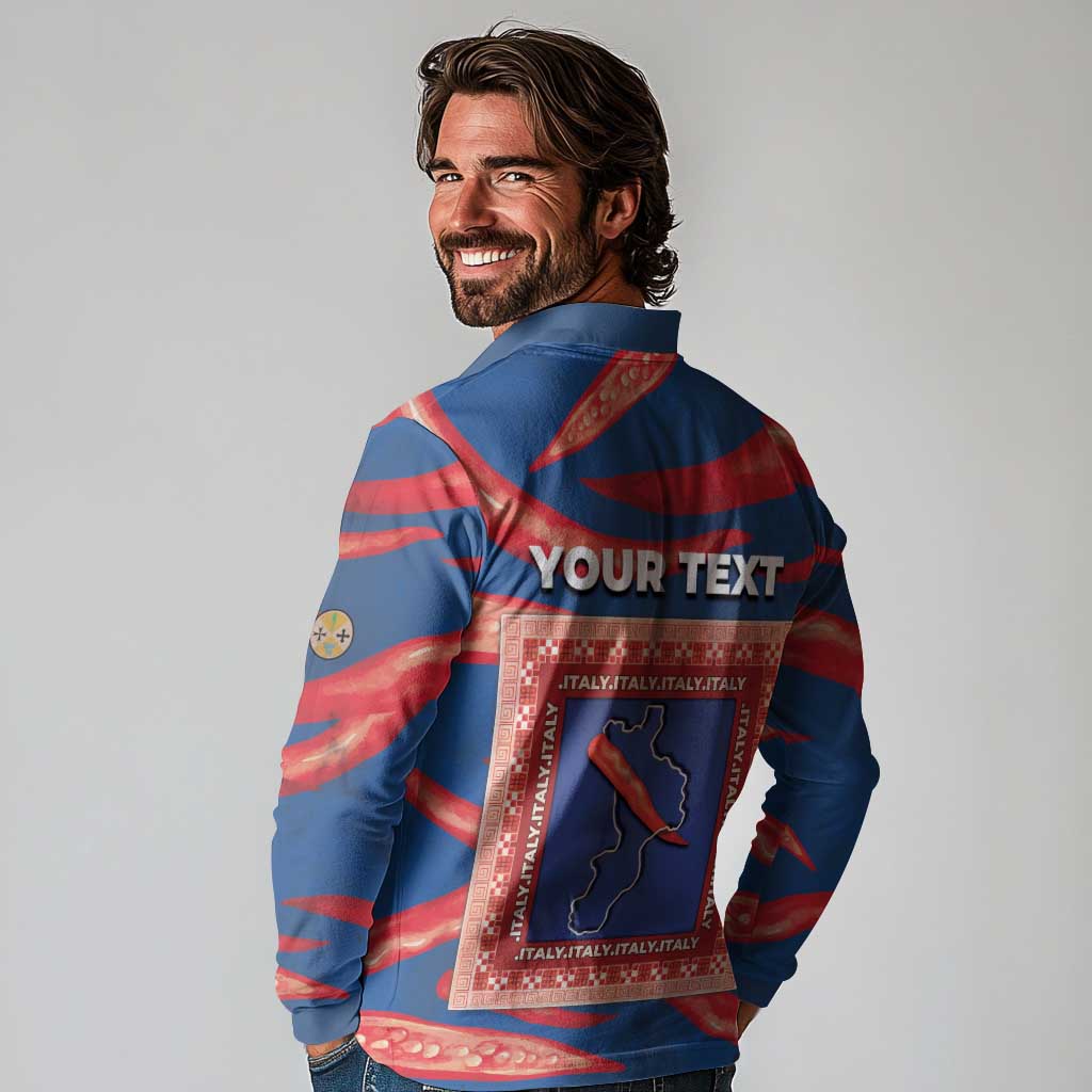 Personalized Italy Calabria Long Sleeve Polo Shirt Piccantino Vintage Style