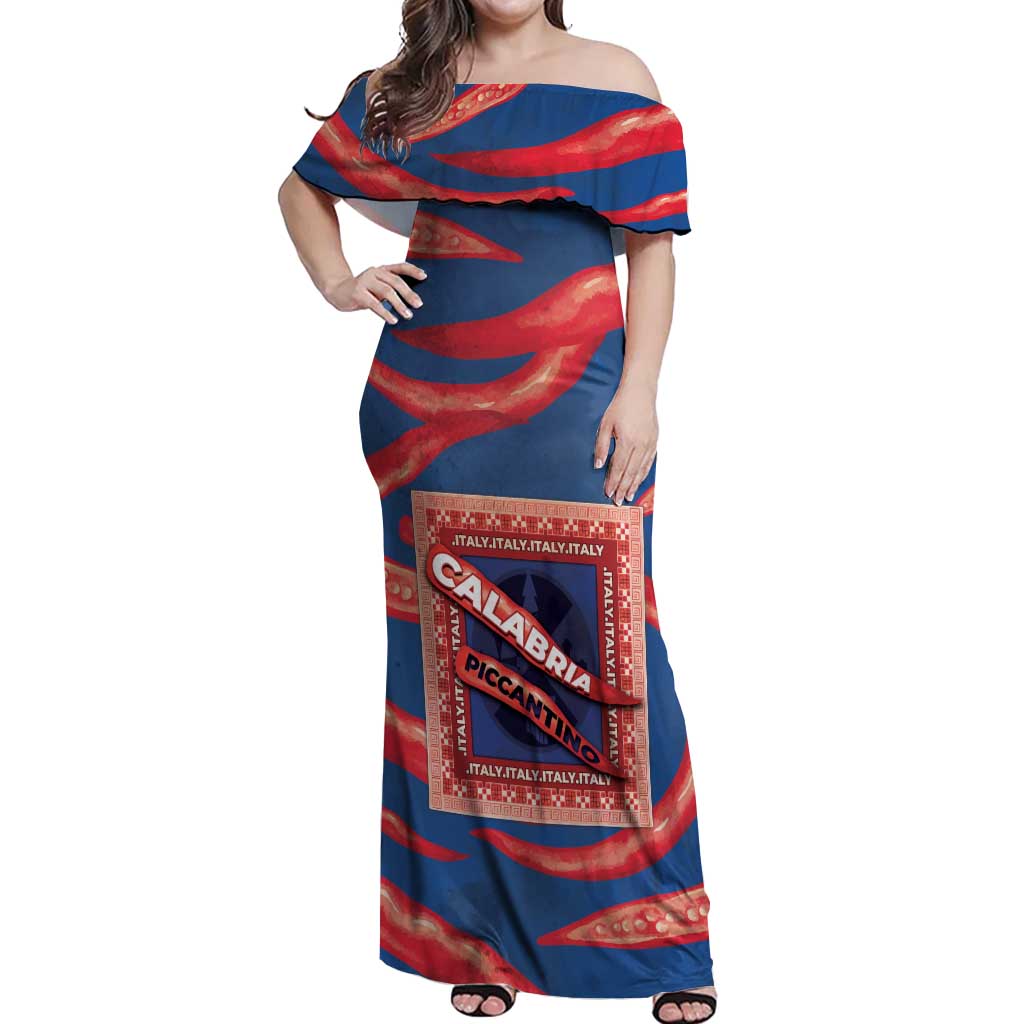 Personalized Italy Calabria Off Shoulder Maxi Dress Piccantino Vintage Style
