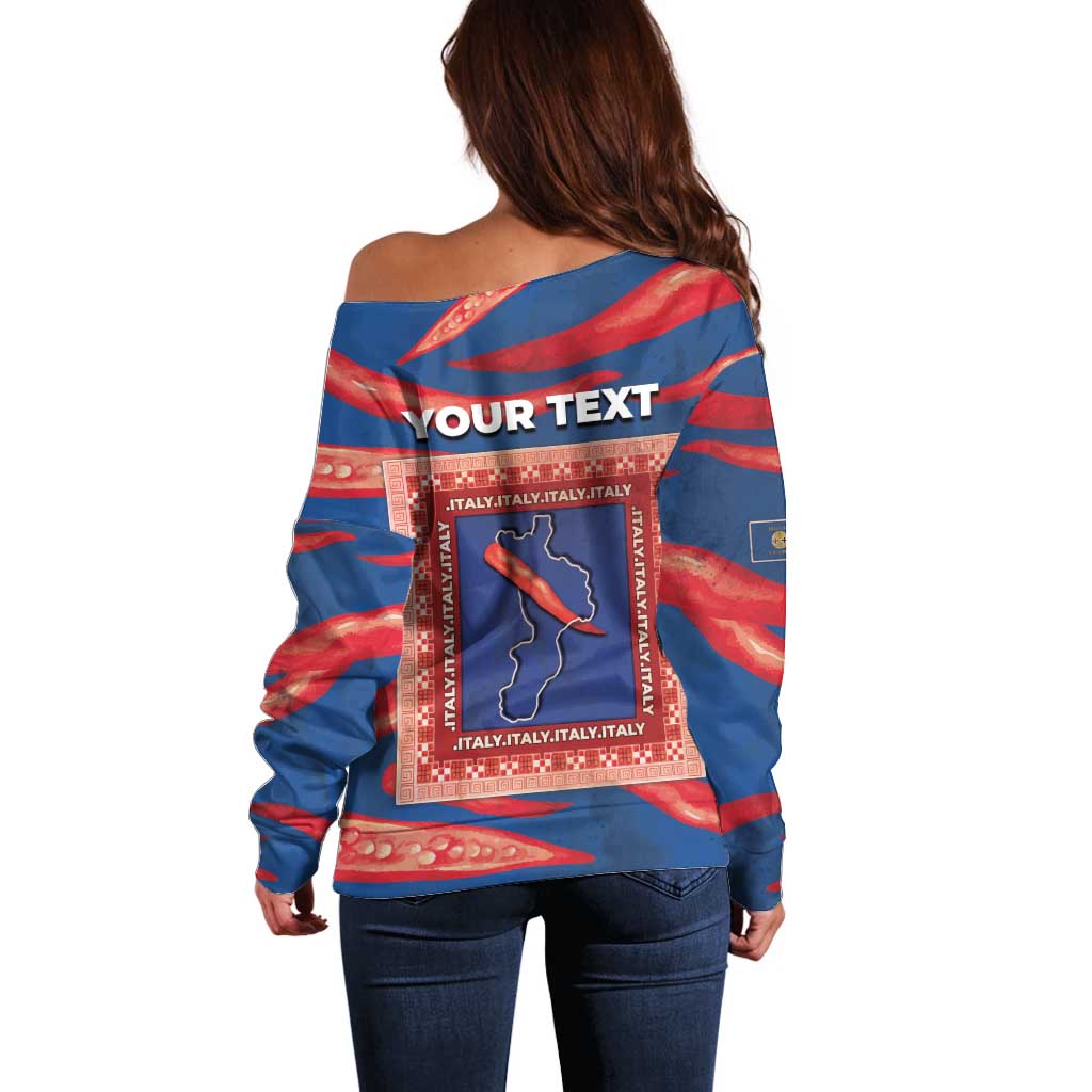 Personalized Italy Calabria Off Shoulder Sweater Piccantino Vintage Style