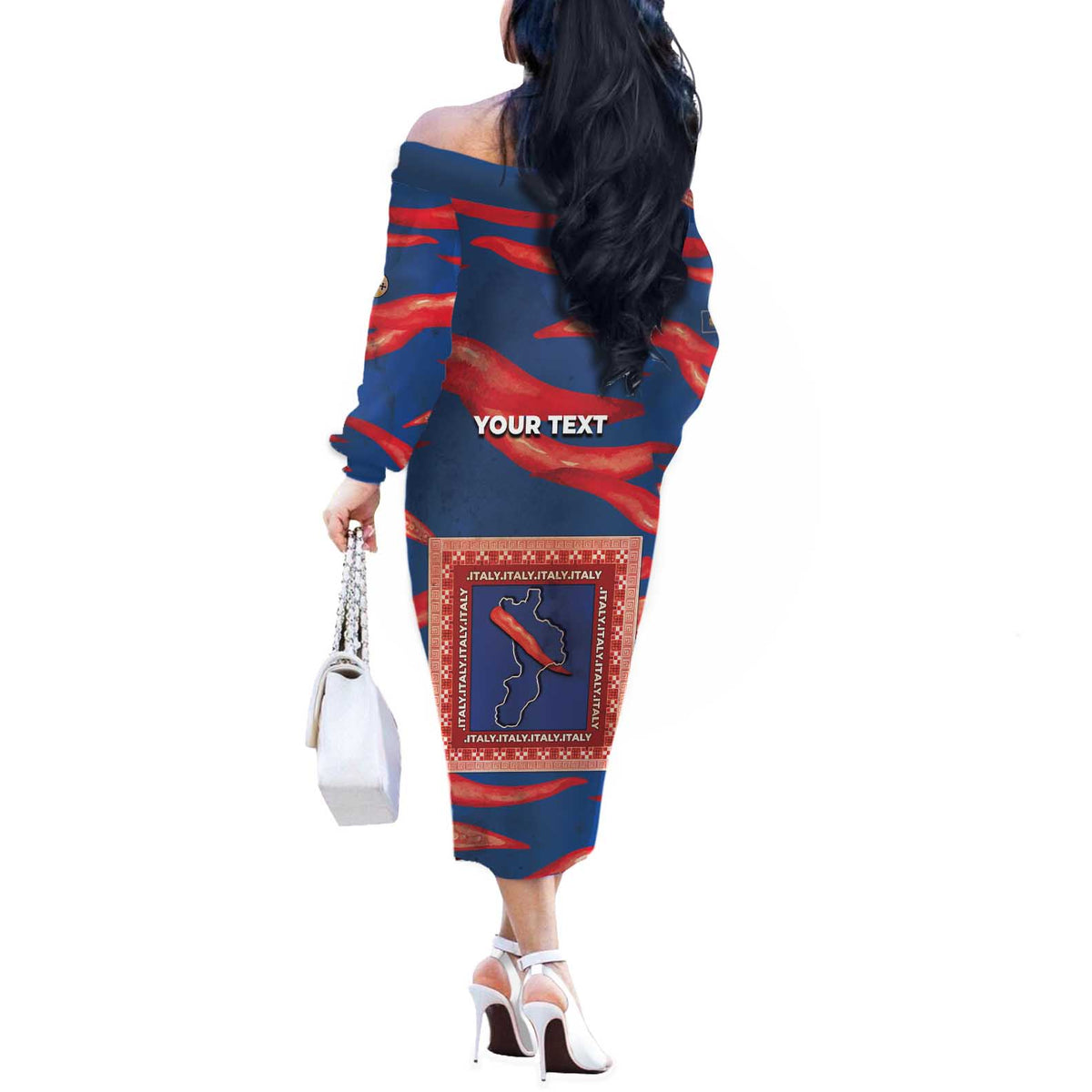 Personalized Italy Calabria Off The Shoulder Long Sleeve Dress Piccantino Vintage Style