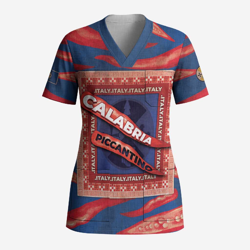 Personalized Italy Calabria Scrub Top Piccantino Vintage Style