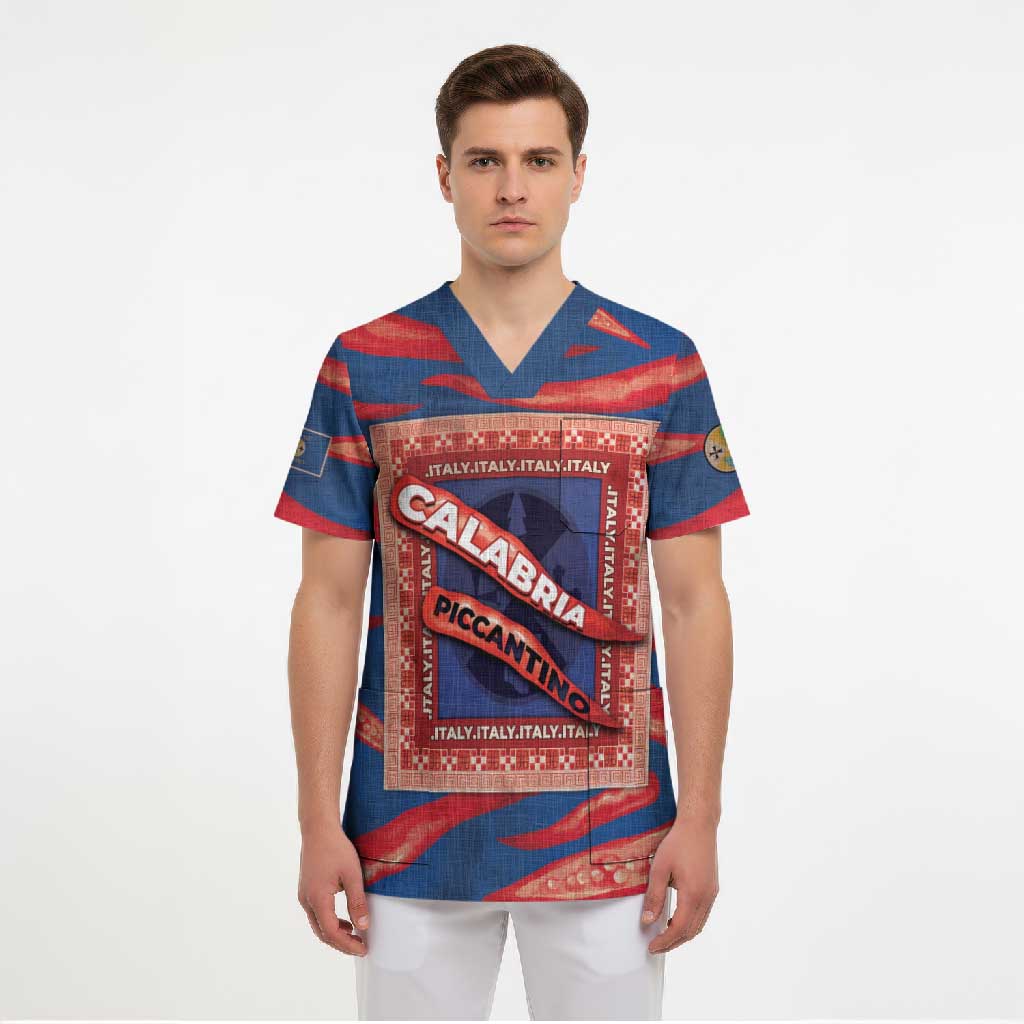 Personalized Italy Calabria Scrub Top Piccantino Vintage Style