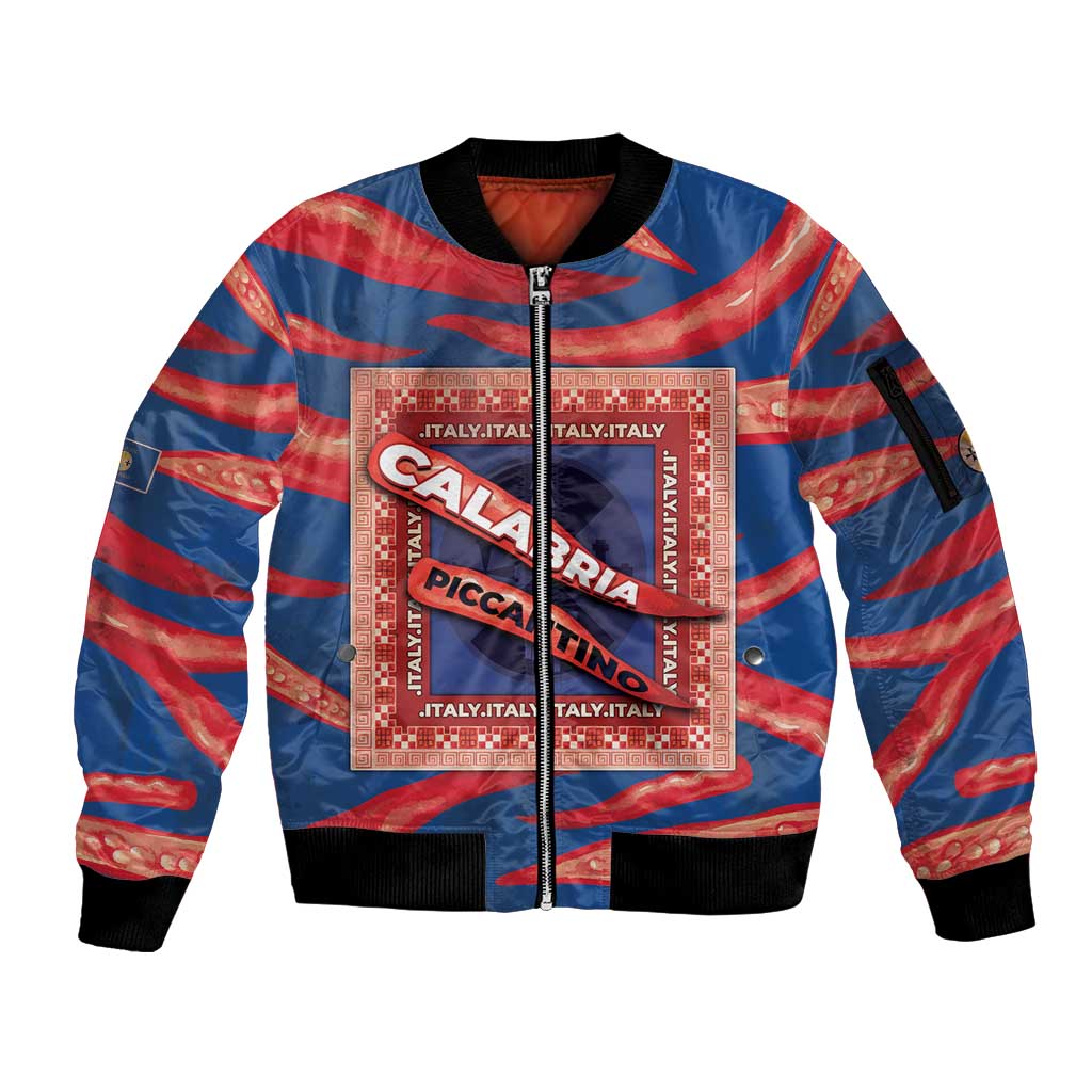 Personalized Italy Calabria Sleeve Zip Bomber Jacket Piccantino Vintage Style