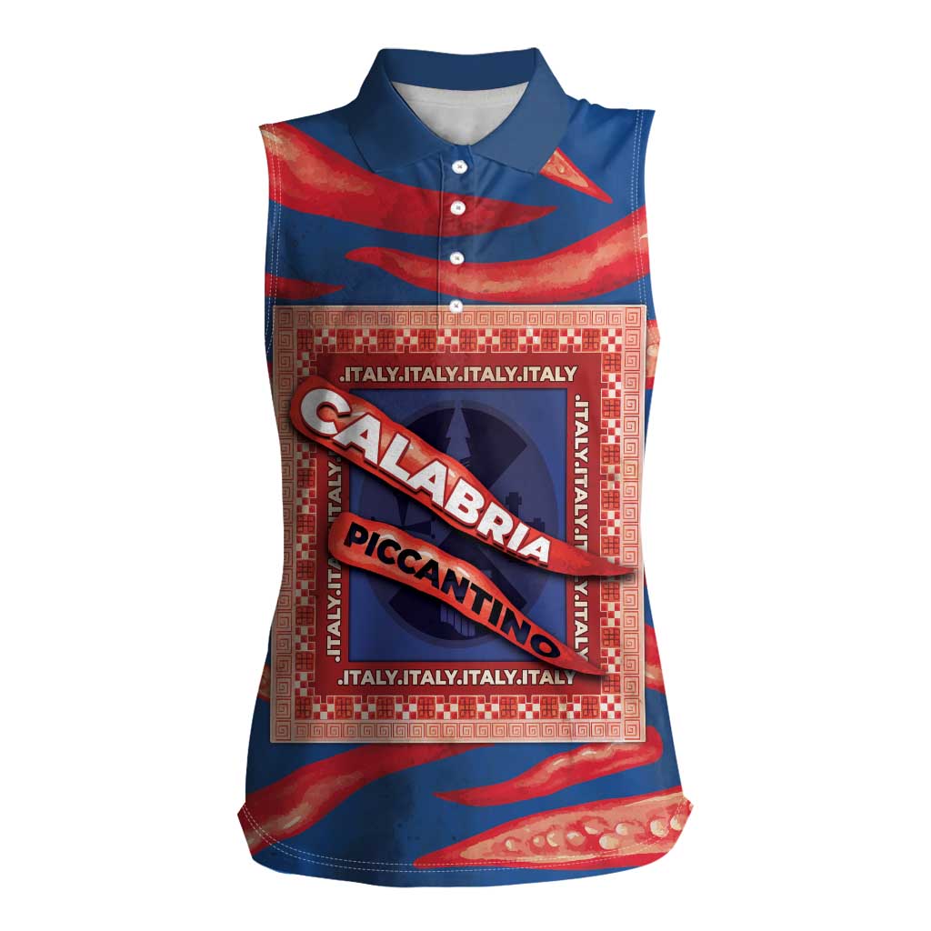 Personalized Italy Calabria Women Sleeveless Polo Shirt Piccantino Vintage Style