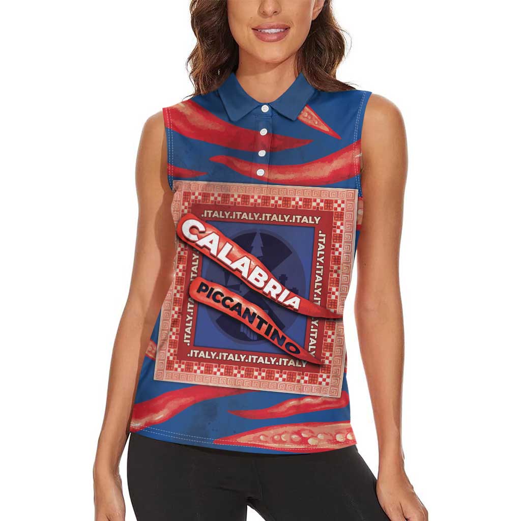 Personalized Italy Calabria Women Sleeveless Polo Shirt Piccantino Vintage Style