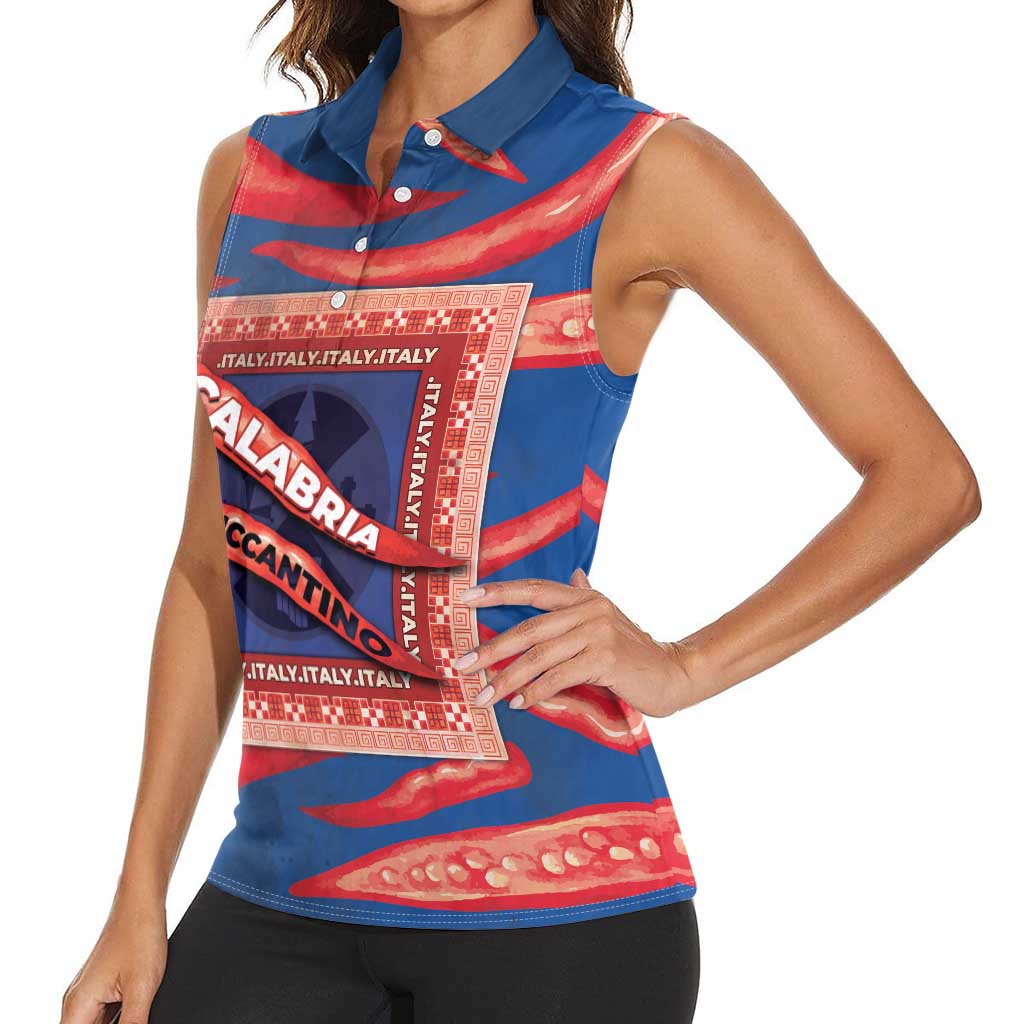 Personalized Italy Calabria Women Sleeveless Polo Shirt Piccantino Vintage Style