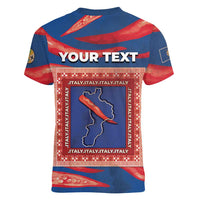 Personalized Italy Calabria Women V-Neck T-Shirt Piccantino Vintage Style