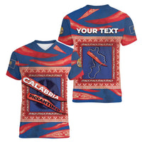 Personalized Italy Calabria Women V-Neck T-Shirt Piccantino Vintage Style