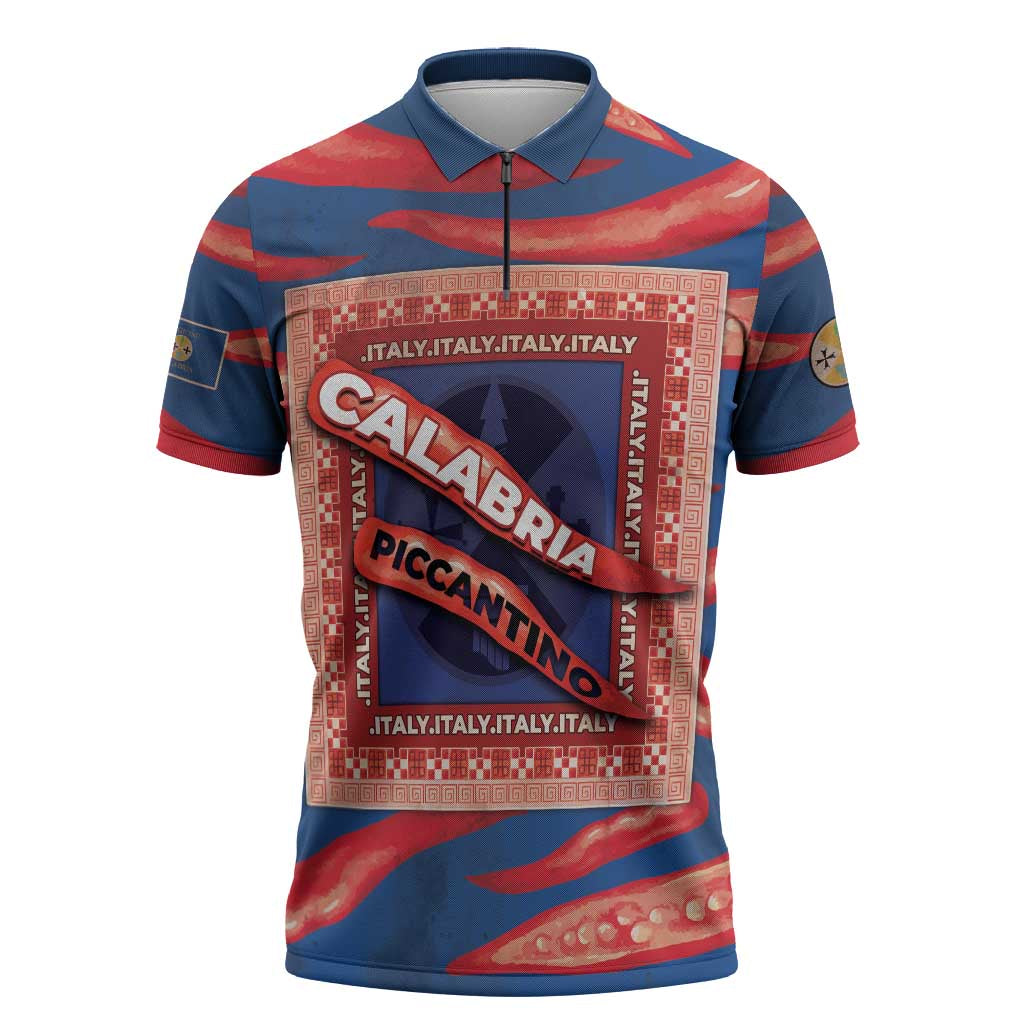 Personalized Italy Calabria Zipper Polo Shirt Piccantino Vintage Style