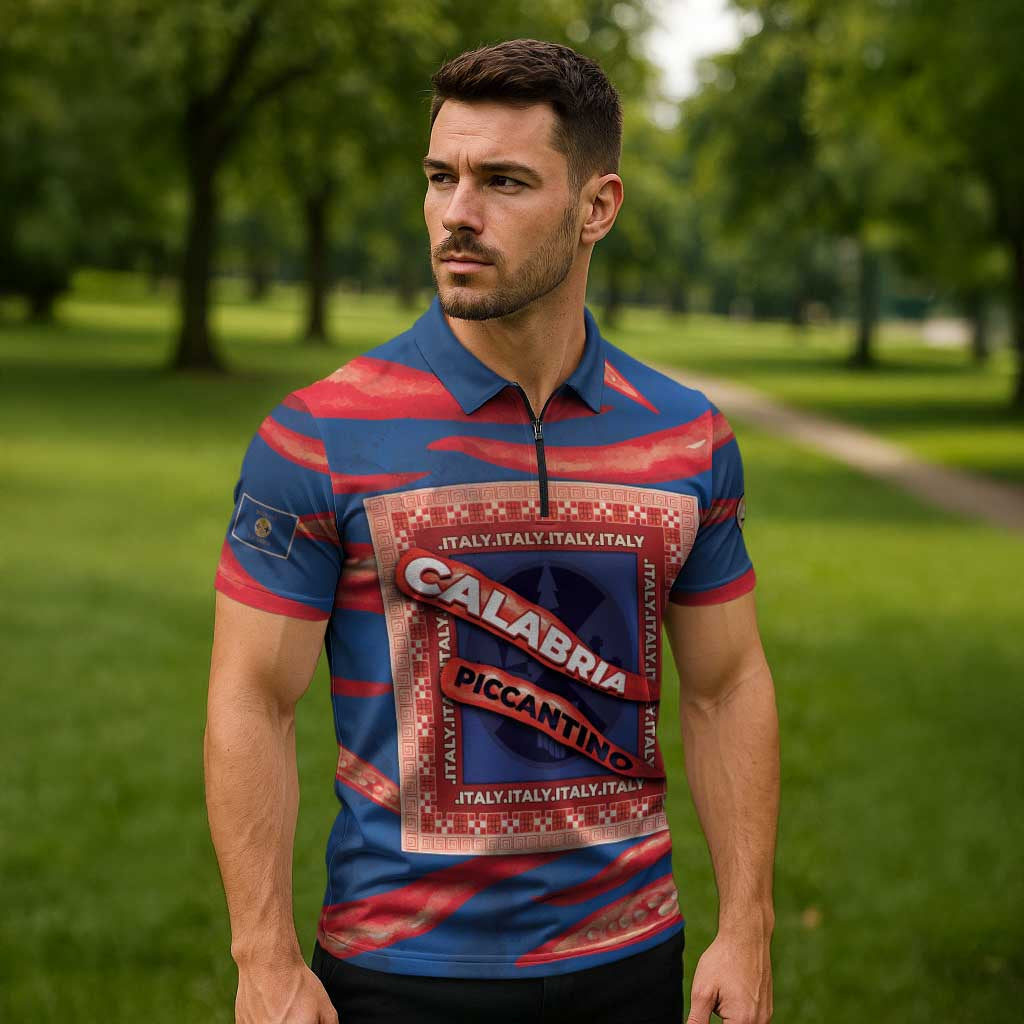 Personalized Italy Calabria Zipper Polo Shirt Piccantino Vintage Style