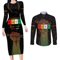 Juneteenth 1865 Couples Matching Long Sleeve Bodycon Dress and Long Sleeve Button Shirt Unapologetically Black