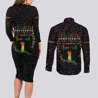 Juneteenth 1865 Couples Matching Long Sleeve Bodycon Dress and Long Sleeve Button Shirt Unapologetically Black
