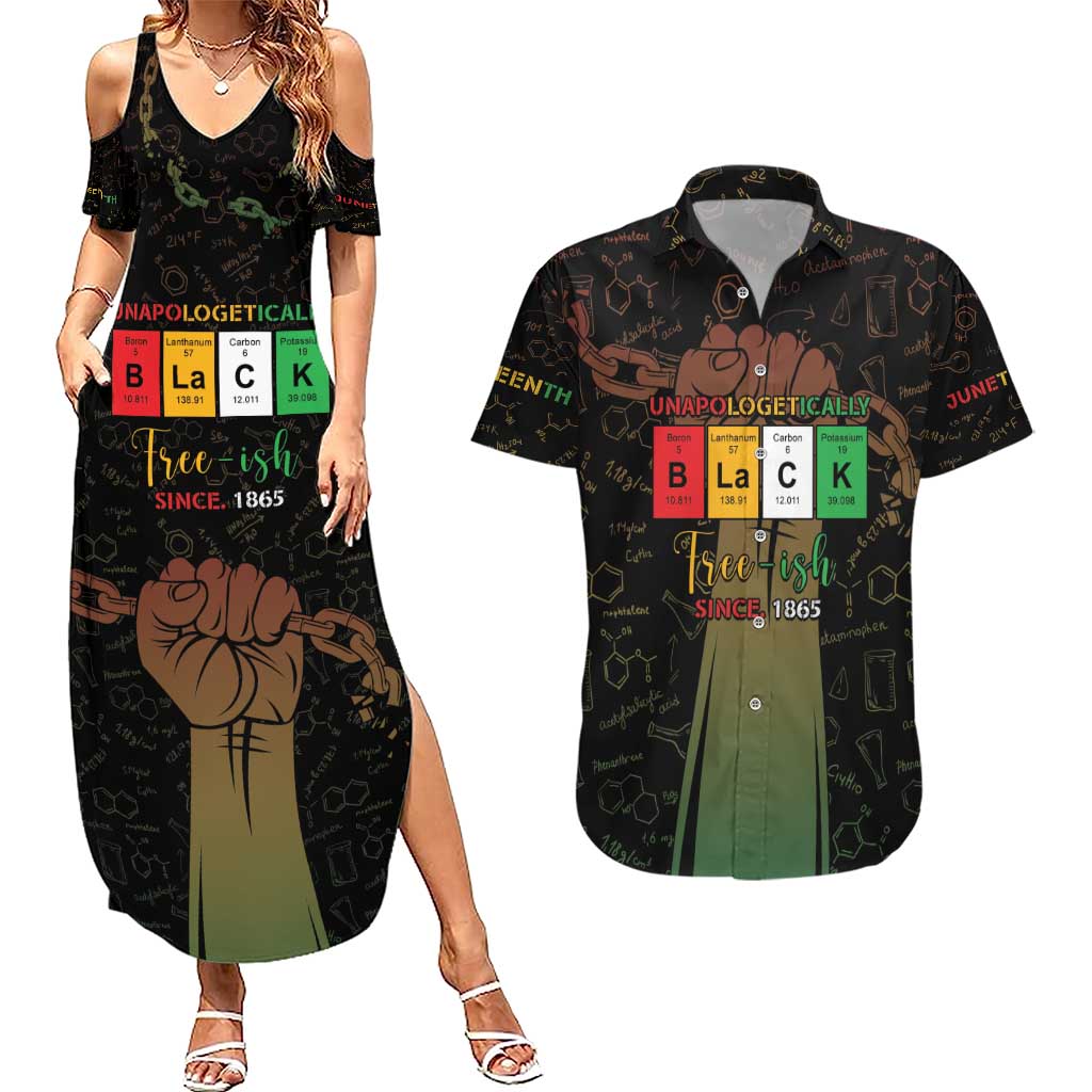 Juneteenth 1865 Couples Matching Summer Maxi Dress and Hawaiian Shirt Unapologetically Black