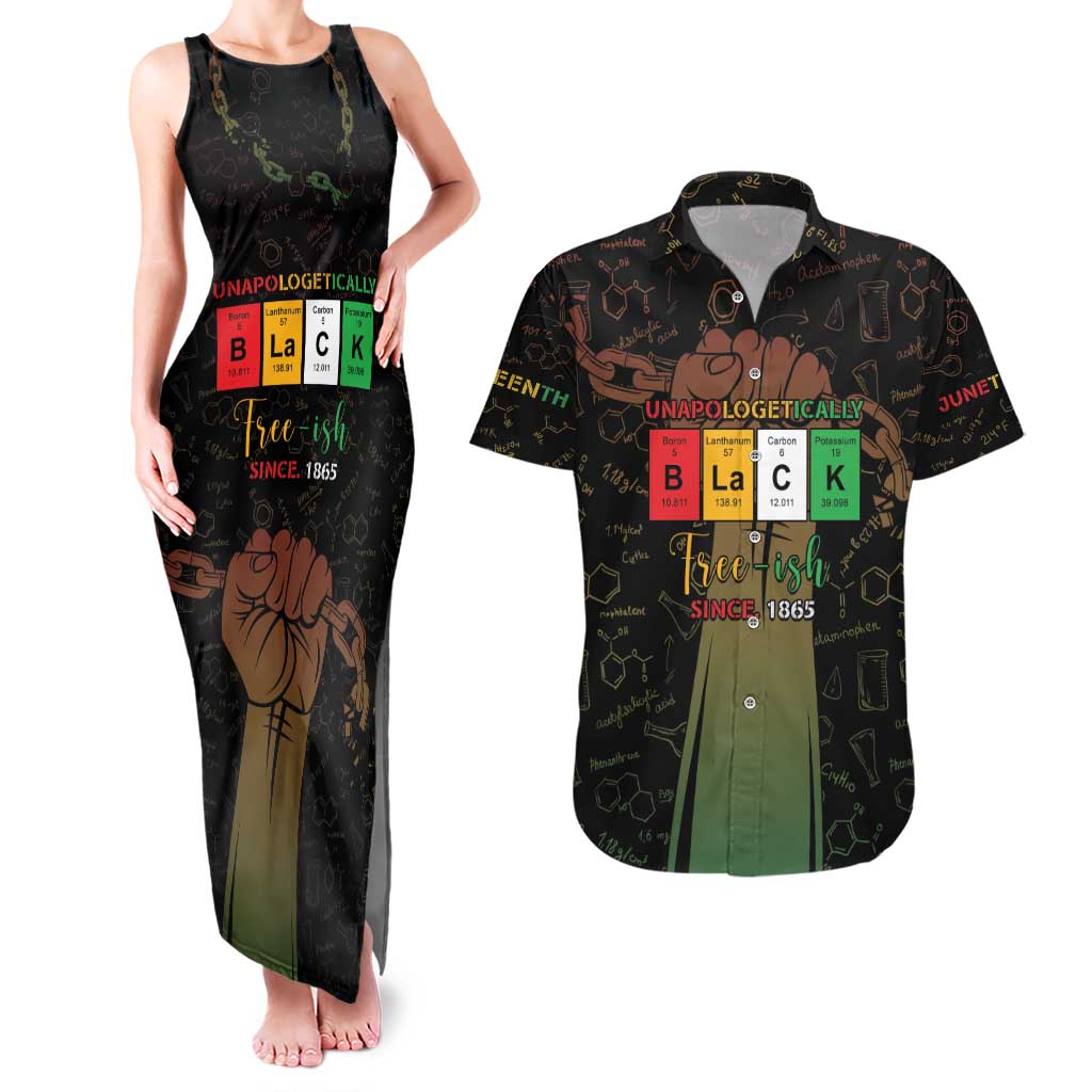 Juneteenth 1865 Couples Matching Tank Maxi Dress and Hawaiian Shirt Unapologetically Black