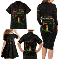 Juneteenth 1865 Family Matching Long Sleeve Bodycon Dress and Hawaiian Shirt Unapologetically Black