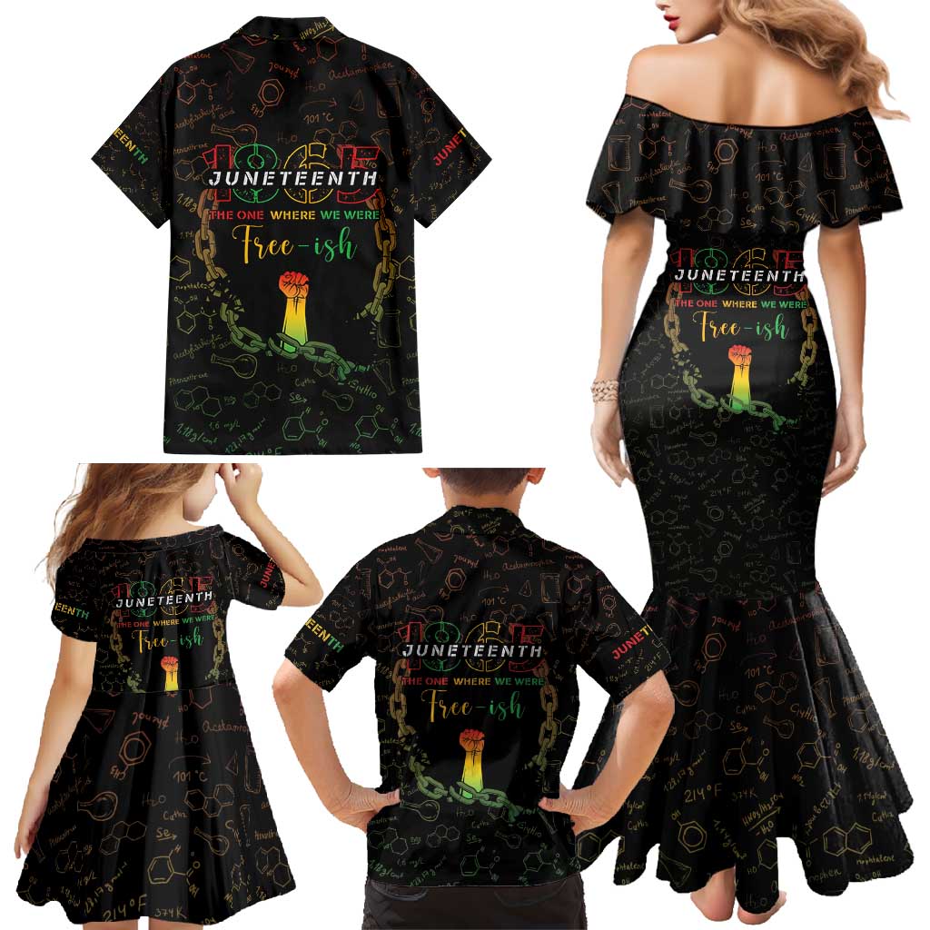 Juneteenth 1865 Family Matching Mermaid Dress and Hawaiian Shirt Unapologetically Black