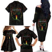 Juneteenth 1865 Family Matching Off The Shoulder Long Sleeve Dress and Hawaiian Shirt Unapologetically Black