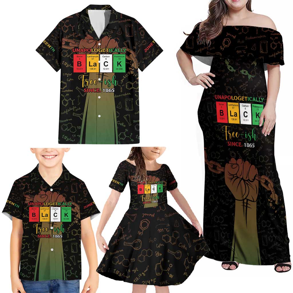 Juneteenth 1865 Family Matching Off Shoulder Maxi Dress and Hawaiian Shirt Unapologetically Black