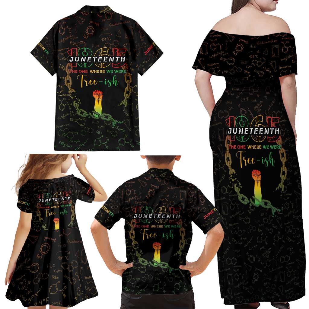 Juneteenth 1865 Family Matching Off Shoulder Maxi Dress and Hawaiian Shirt Unapologetically Black