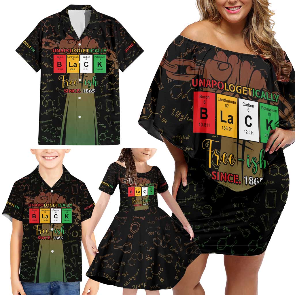 Juneteenth 1865 Family Matching Off Shoulder Short Dress and Hawaiian Shirt Unapologetically Black