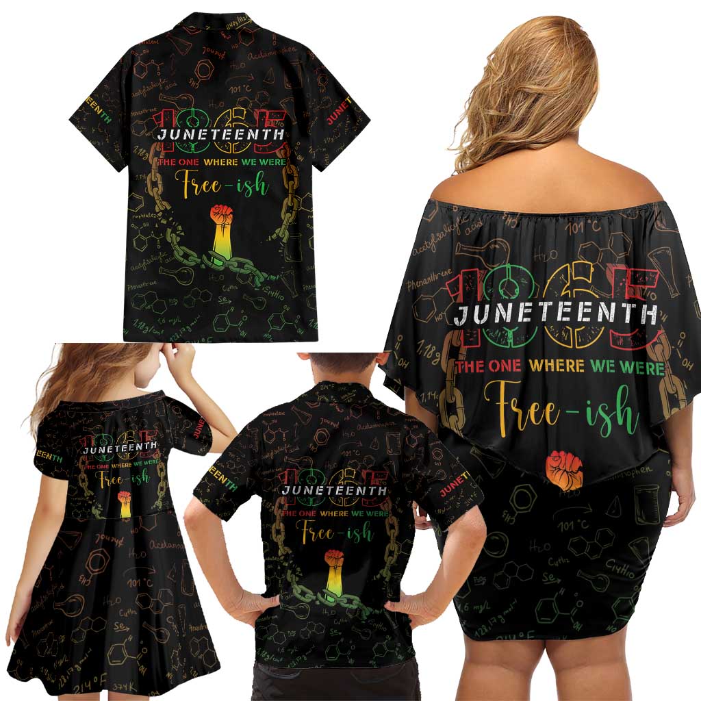 Juneteenth 1865 Family Matching Off Shoulder Short Dress and Hawaiian Shirt Unapologetically Black