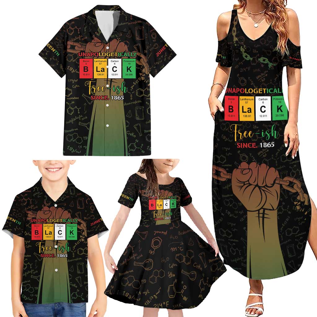 Juneteenth 1865 Family Matching Summer Maxi Dress and Hawaiian Shirt Unapologetically Black